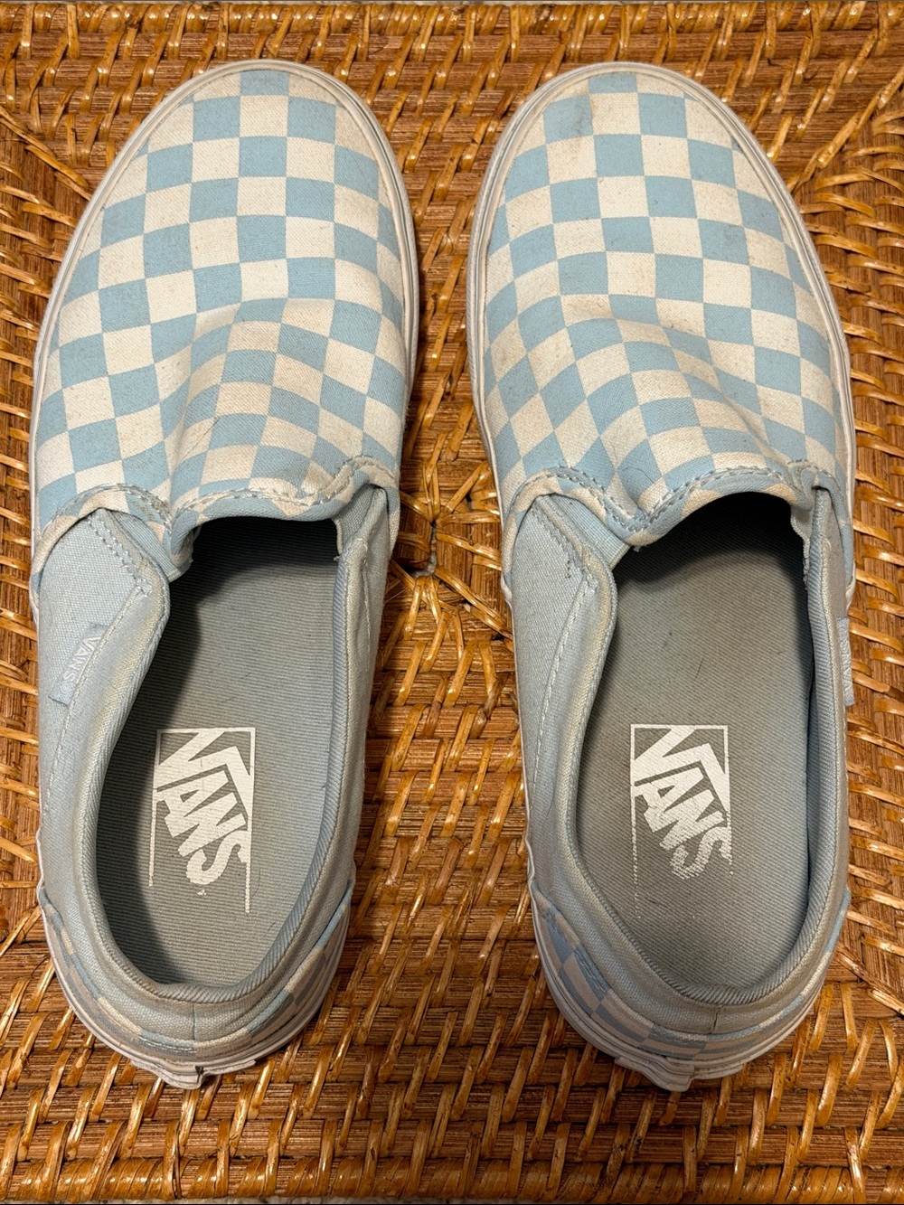 Vans Slip-On Checkerboard in Light Blue and White